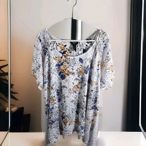 Brittney Black Women’s Plus Size 3X  Layered Tunic Short Sleeve Tunic Crochet